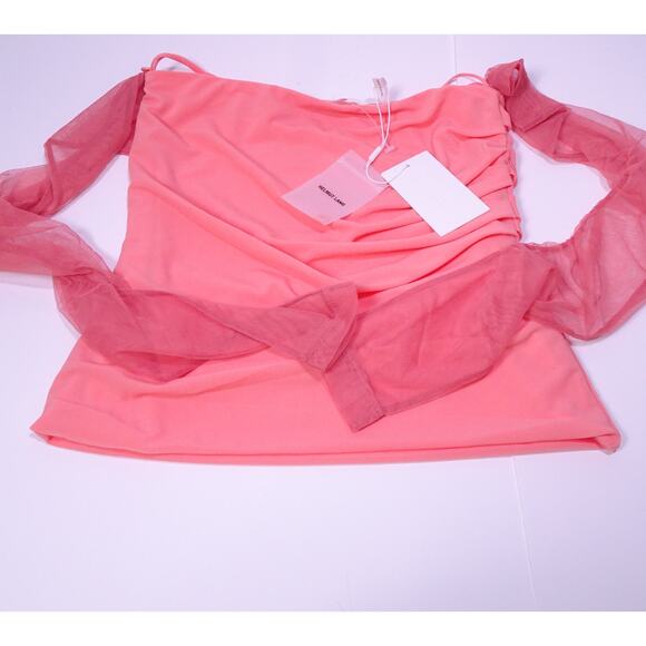 Helmut Lang Women's Sheer Sleeveless Tube Top Coral S NWT 295.00 - Picture 4 of 8